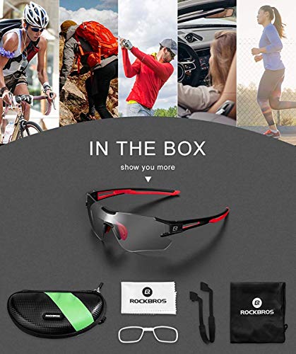 ROCKBROS Lunettes de Soleil Photochromiques Hommes Vélo, Cyclisme Lunettes Demi-Monture Polarisées Sport VTT Pêche Running - Image 6