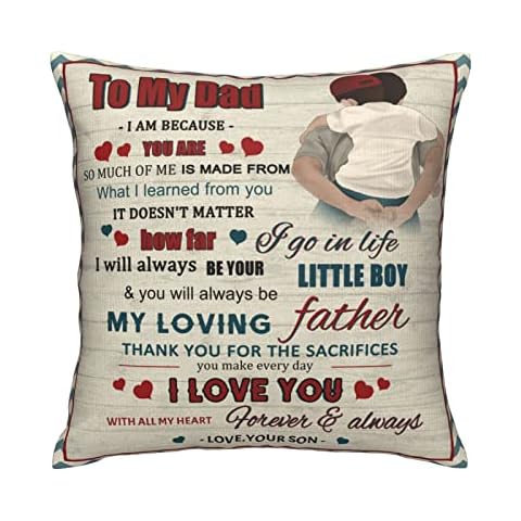to My Dad Pillow Covers from Son I Am Because You are My Dad Love Letter Pillow Covers for Father Birthday Christmas Thanksgiving Decorative Pillow Covers.18*18" Cover