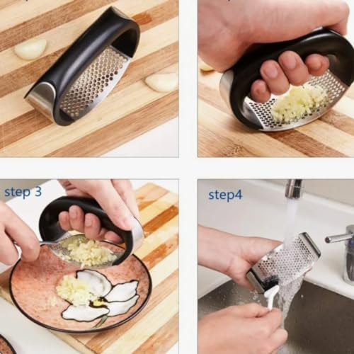 Kit 2 Peças Amassador Espremedor Triturador de Alho e Amassador de Batatas Purê Legumes e Feijão Ino