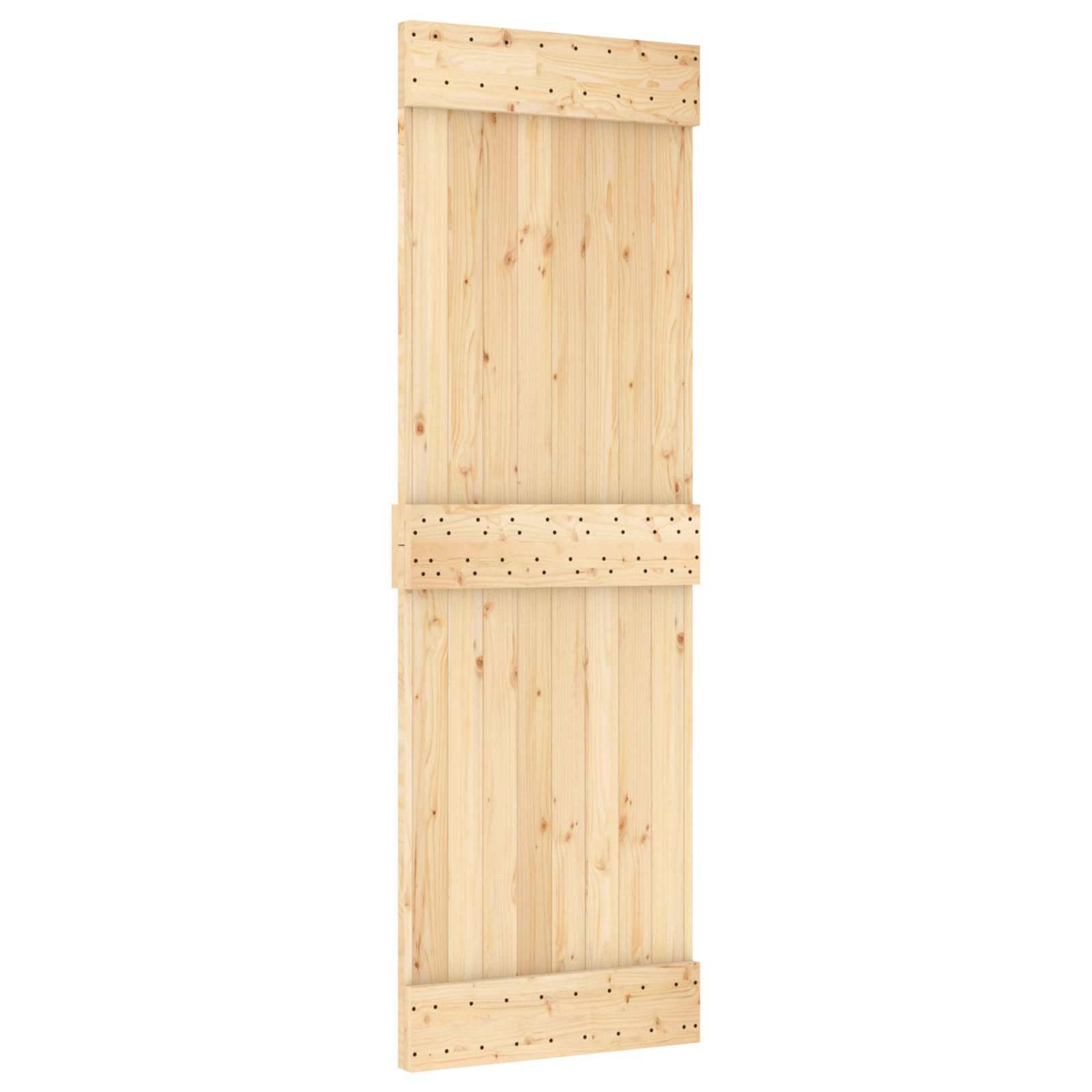 Vidaxl Natural And Black Sliding Door Narvik 70 X 210 Cm (213.5 Cm), Sleek Sliding Door Track, Space-Saving Barn Design, Timber Rail For Home Decor, Room Divider At Home