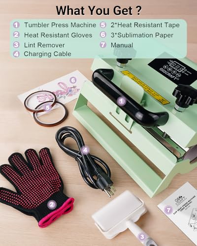 Go2Craft Tumbler Heat Press Machine, Go2Craft Portable Mug Press Machine For 11-30Oz Straight Sublimation Blanks Mug Glass Jar Can thumb #6