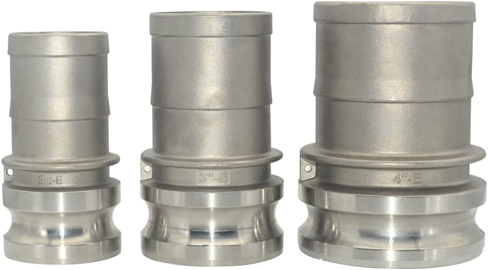 VARMHUS Stainless Steel 316 Hose Barb Fitting Type E Trash Pump Adapter Male Camlock,Type E Cam and Groove Hose Fitting (3")