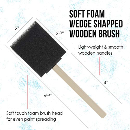 Us Art Supply 2 Inch Foam Sponge Wood Handle Paint Brush Set (Value Pack Of 20) - Lightweight, Durable And Great For Acrylics, Stains, Varnishes, Crafts, Art #TOP12