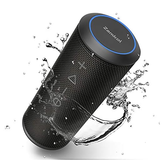 Zamkol Enceinte Bluetooth Portable 24W Waterproof Haut-Parleur Bluetooth Enceinte d'extérieur sans Fil, 360° HD Bass Pilote Double, Bluetooth 4.2, étanche IPX6, Mains Libres et Technologie TWS