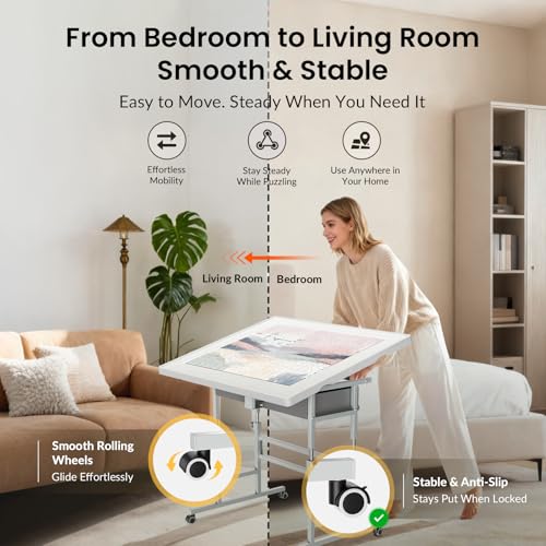 ALL4JIG 1000 Piece Light-Weight Adjustable Jigsaw Plastic Puzzle Table for Adults, 22.44"×30.20" Multi-Functional Puzzle Board with 4 Drawers & Protective Cover, 45-Degree Any-Angle Tilt for Leisure by ALL4JIG - Image 7