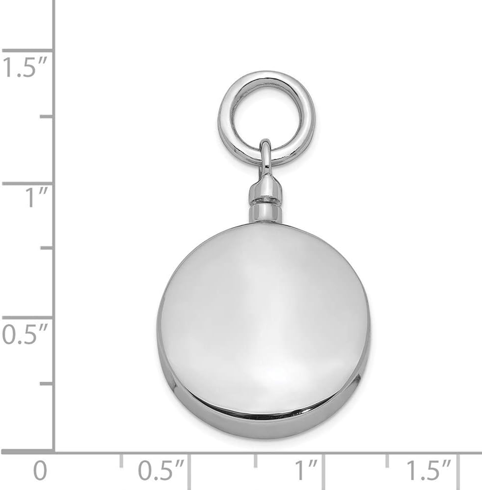 Miniatura 4 de Colgante redondo chapado en rodio de plata de ley QC8402 con soporte de ceniza redondo pulido de 0979in y 0796in Metal no conocido