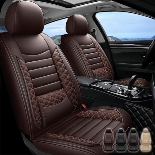 ESDPAL 5 Seats Leather Car Seat Cover for Cars,Waterproof Breathable car seat Covers,Airbag Compatible seat Cover Cushions(Coffee,Full Set) by ESDPAL - Used condition - US$112.26
