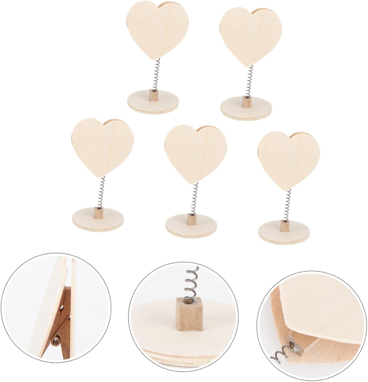 5pcs Heart Shaped Photo Clips Beige Memo Holders for Weddings Parties and Desktop Decor Elegant Table Name Card Holders for Crafts and Displays