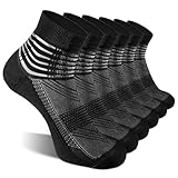 IRAMY Kompressionsstrümpfe Herren Knöchelstütze Sneaker Laufsocken Kompressionssocken Damen Coolmax Wicklung Sportsocken Gepolsterte Plantar Fasciitis Socken 3 Paar (Black L)