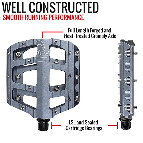 Vp Bike Pedals For Mtb Bmx Bicycle, 9/16-Inch Spindle, Aluminum Platform With Replaceable Anti-Slip Pins #TOP3