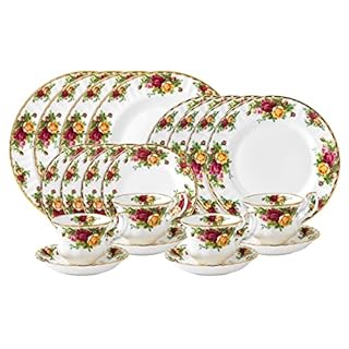 Royal Albert - Old Country Roses 20 Piece Dinner Gift Set - Vintage Serving Set for 4, with Bone China Tea Cup and Saucer Set, Dinner, Salad Plates, Bread & Butter Plates - Floral Pattern