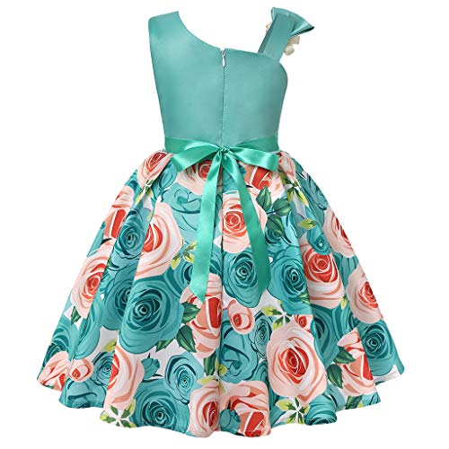 Girls Kids Floral Ruffles Flower Dress Ball Gown Party Formal Dresses Toddler Pageant Striped Dress with Bowknot2