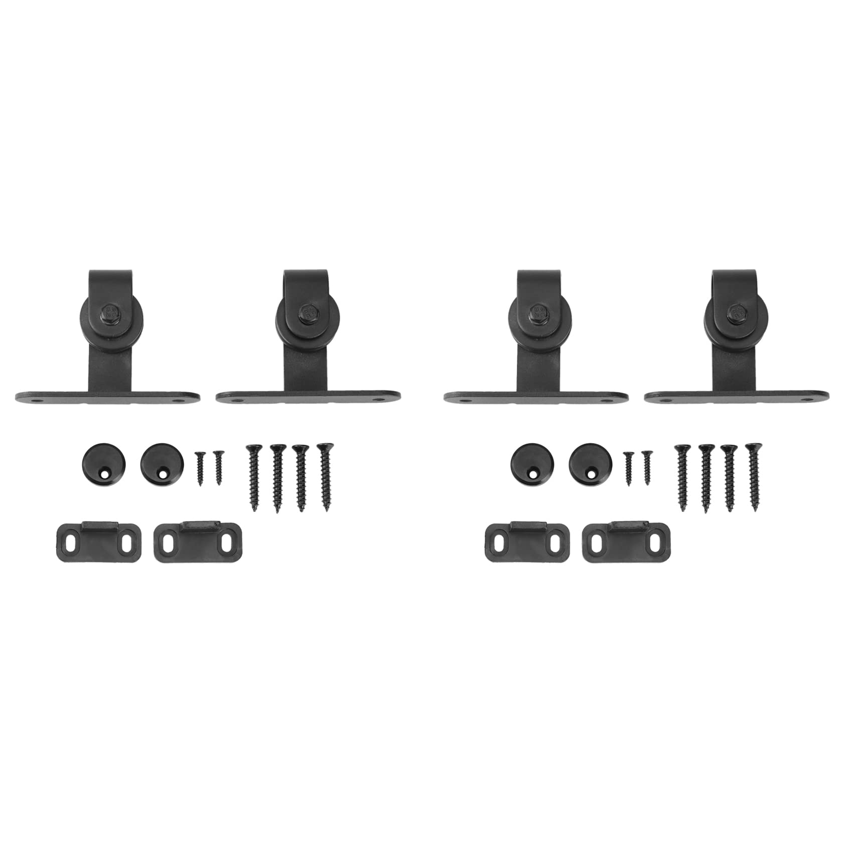 Jnchdghwa Black 2X Sliding Barn Door Hardware Kits Top Mounted Hanging Rail Hanger Track Steel Closet Door Roller Rail For Single Door-B