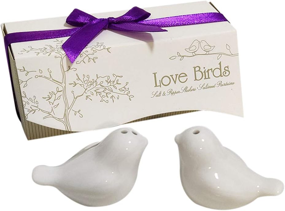 Love birds in The Window Ceramic Salt and Pepper Shakers for Wedding Favors, Set of 36