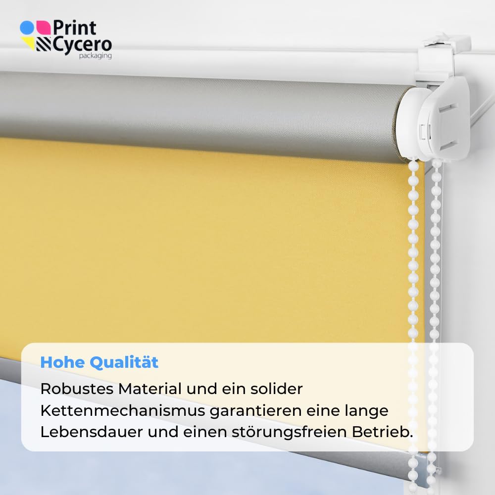 Verdunkelungsrollo Thermo Klemmfix ohne Bohren - 110 x 150 cm gelb - Fensterrollo, Seitenzugrollo, Sonnenschutz, Sichtschutz, Blendschutz - Thermorollo