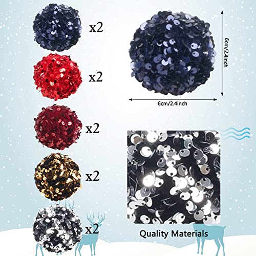 Hogoo Christmas Baubles, 2.4In Red Gold Silver Sequins Christmas Ball Ornaments With Hanger, Foam Hanging Decorations Christmas Trees Fillers Pendants For Xmas Hanging Decor Festival Holiday Decor #TOP1