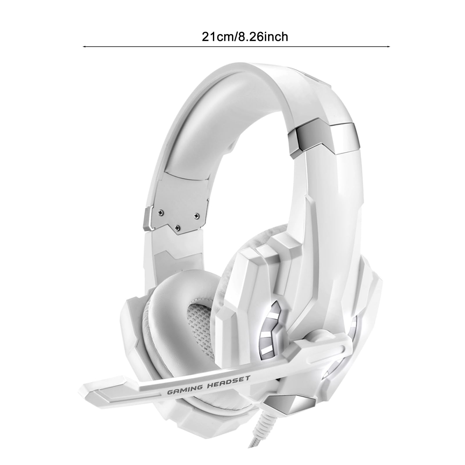 Aoresac Casque de Jeu G9000, avec des Lumières LED, Microphone Clair pour Ordinateur Portable, Tablette, Téléphones Mobiles, PC de Bureau, Console de Jeu, Contrôle du Volume (Blanc)
