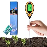 Soil Meter, 4-in-1 Soil Moisture Meter Digital Plant Temperature, PH Meter, Sunlight Intensity Backlight LCD Display Soil Test Meter,Compact & Lightweight, for Gardening, Farming, House/Outdoor Plants