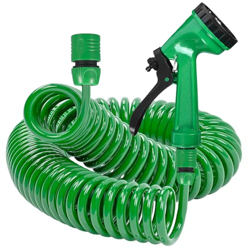 Axingqiwu Spiralschlauch Set 20m 10m 7.5m, Flexibler Wasserschlauch Garten, Gartenbrause 7 Strahlarten Gartenschlauch