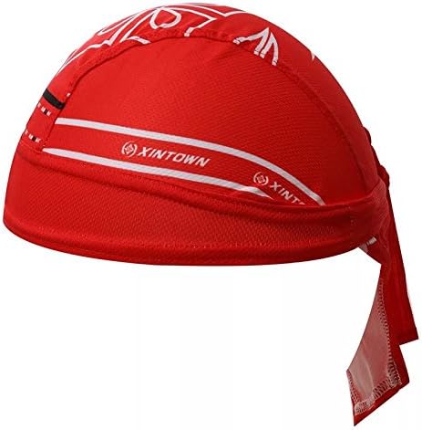 Kalopro Sweat Wicking Beanie Skull Cap Head Wrap Adjustable Cycling Helmet Liner for Men Women (red)