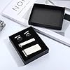 Kakonia 4 PCS Initial Cufflinks and Tie Clips for Men Stainless Steel Personalized Engraved Cuff Links and Tie Bar Money Clip Set Alphabet Letter A-W Silver #4