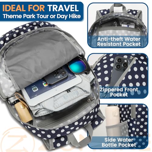 Image of ZOMAKE Ultra Lightweight Packable Backpack 25L, Foldable Hiking Backpacks Water Resistant Small Folding Daypack for Travel(Blue, White Polka Dot)