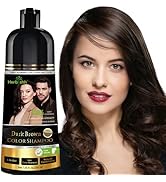 Herbishh Dark Brown Shampoo, Hair Dye Shampoo 3 in 1, 100% Grey Coverage, Hair Color for Men & Wo...