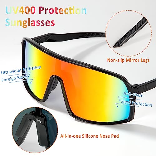 Heveer Cycling Glasses Sunglasses UV400 Protection Polarized Cycling Sunglasses for Riding Skiing Running Outdoor Sports (Red) - Image 4
