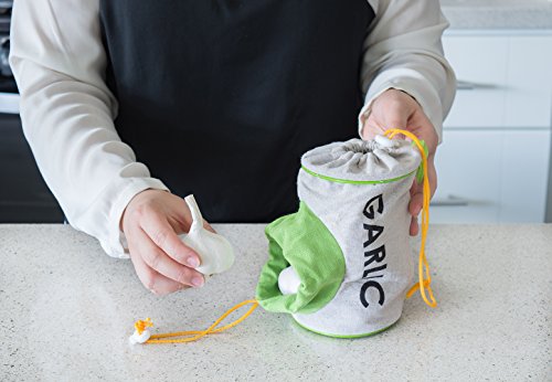 Evriholder Garlic Keeper, Double Drawstring Feature Protects from Light and Delays Spoilage Sprout-Free Vegetable Storage Bag, 12 Head Capacity, Green - Image 7