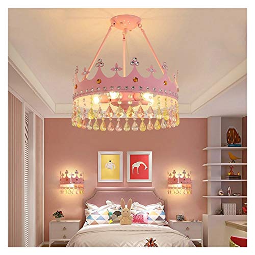 Lustre suspension couronne or rose pour illuminer la chambre d'une fille