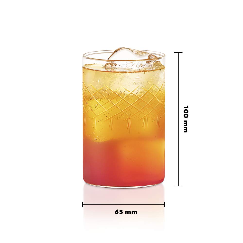 Borosil 295ml 6pc Transparent Drinking Glass | Borosilicate Glass Tumblers for Water, Cold Drinks, Juice | Flame Proof, Microwave & Dishwasher Safe | for Daily use & Gifting (Bracelet1) 3