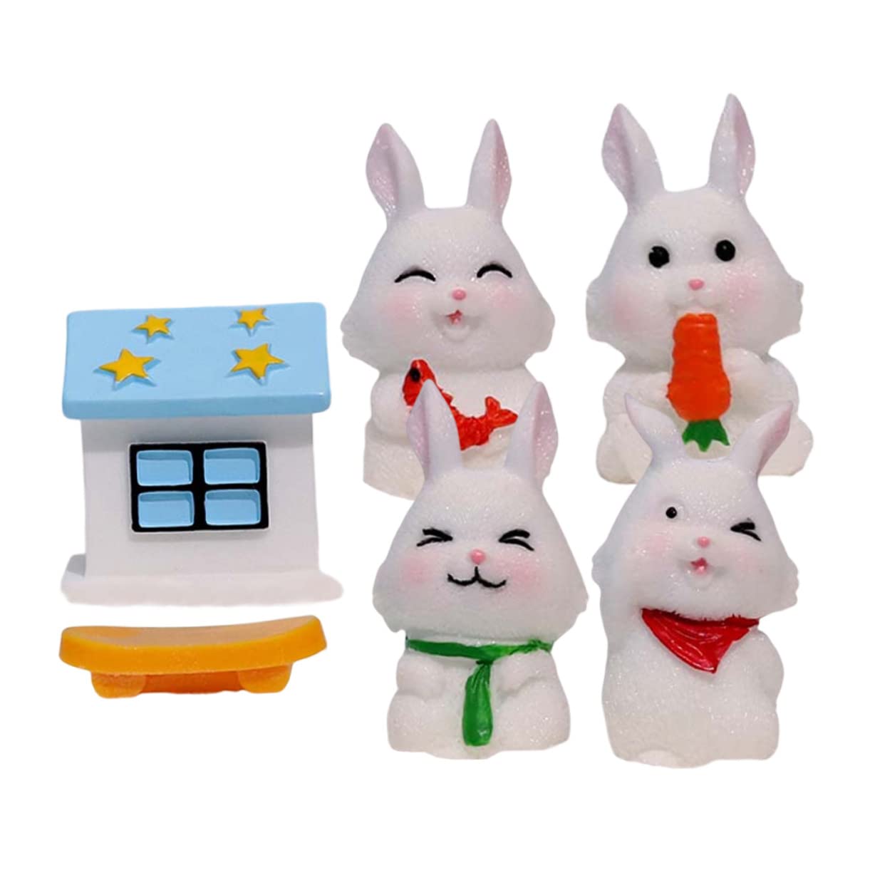 PHENOFICE 1 Juego De Micro Paisaje Conejo Coches Juguetes Mini Decoración De La Casa Mini Decoración De Conejo De Pascua Mini Estatuilla De Conejito Estatua De Conejo Micro Adornos