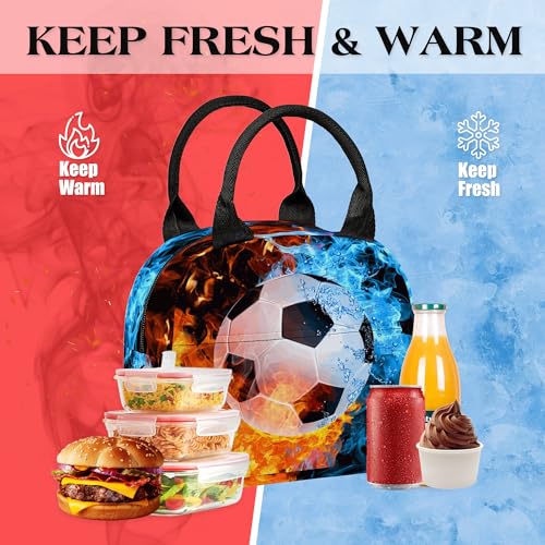 Image of Soccer Printed Backpack Set for Boys Kids, 3Pcs Bookbag with Pencil Case for school, 17 Inch Lightweight Laptop Backpack with Lunch Bag for Mens Teens Office, High School
