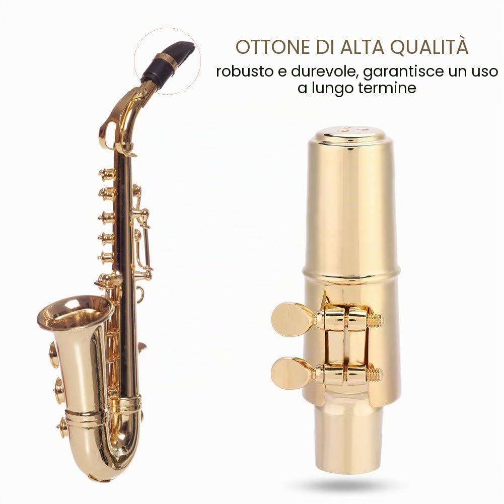 Bocchino per Eb Sassofono Alto, Set di 7C Bocchino in Metallo e Copertura e Pad dei Denti per Sassofono Accessorio di Strumenti Musicali