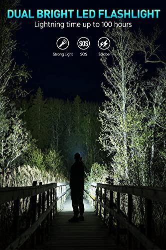 Power Bank,Solar Charger,36800mAh 5V3.1A QC 3.0 Dual 2 USB Port Built-in Powerful Flashlight IPX7(Black)