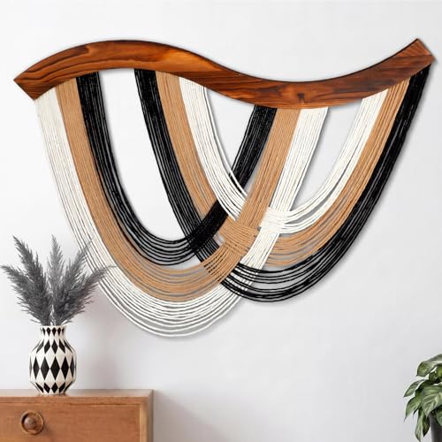 Mindsoft Minimalist Neutral Macrame Wall Hanging Dip Dyed Yarn Wall Art