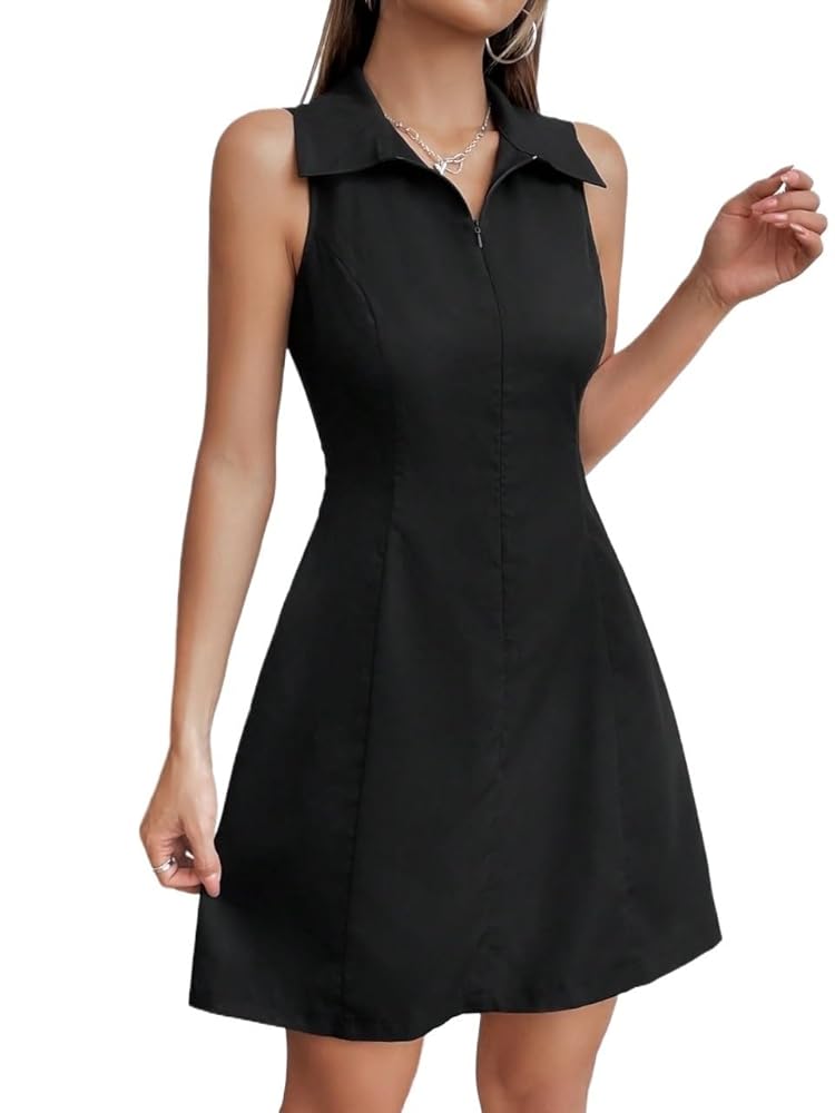 Women's Short Dresses Trendy 2025 Solid Color Sleeveless