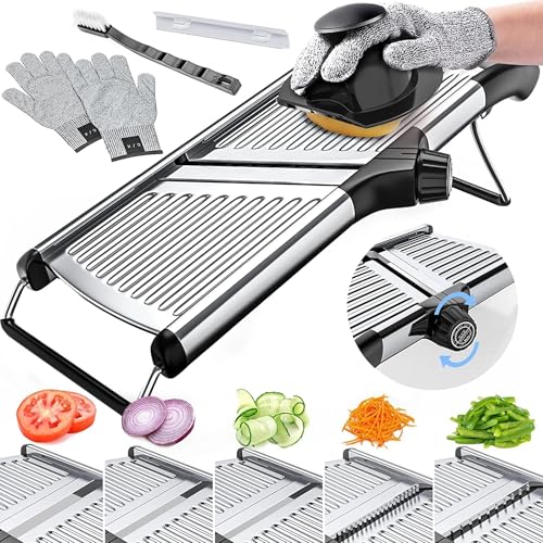 Mandoline Slicer Vegetable Slicer with Cut-Resistance Gloves – Stainless Steel