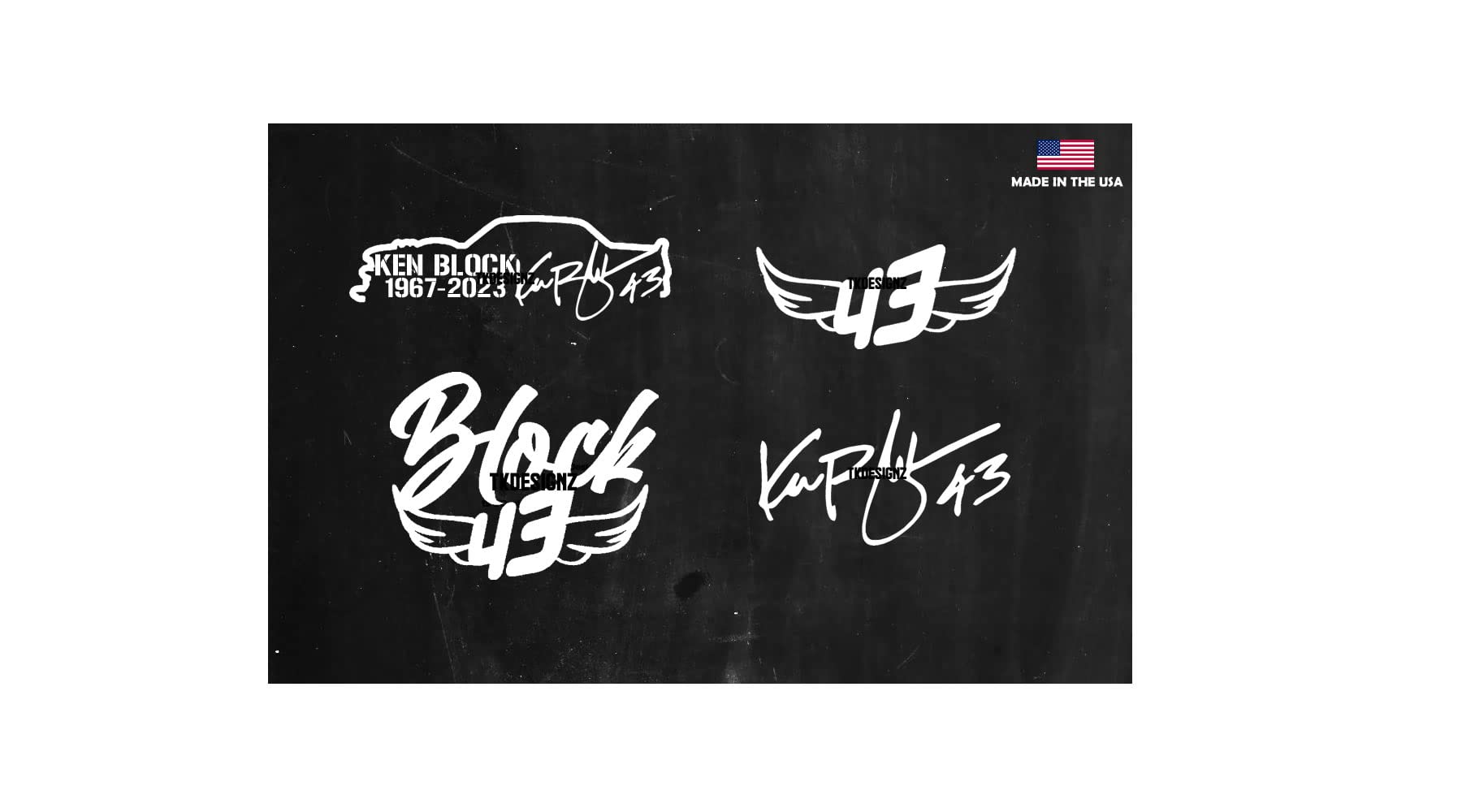 x4 Car Outline Ken Block Signature Date Sticker Decal - Drift