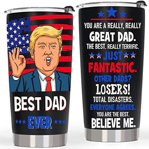 AREOK Gift for Dad from Daughter Son - Dad Gifts for Christmas - Best Dad Ever Gifts - Fathers Day Cup Tumbler, Dad Christmas Birthday Gift, 20 OZ Stainless Steel Dad Tumbler Cup Cover