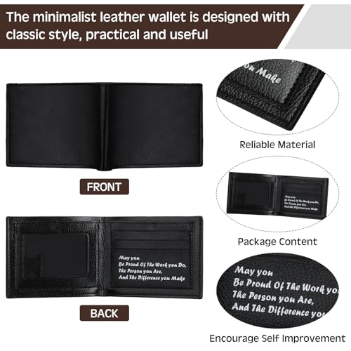 10 Pcs Leather Wallet Bulk for Men Employee Thank You Gifts PU Slim Bifold Wallet Set Nurse Teacher Gifts for Men(Black)3