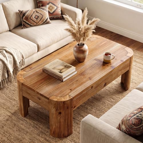 47.24-Inch Solid Wood Coffee Table for Living Room