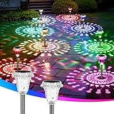 HMDecor ソーラーライト 屋外通路 2個パック 色が変わるマルチカラー ソーラーパワー 防水 パスライト ガーデンデコレーション LEDランドスケープライト 通路、庭用 10色