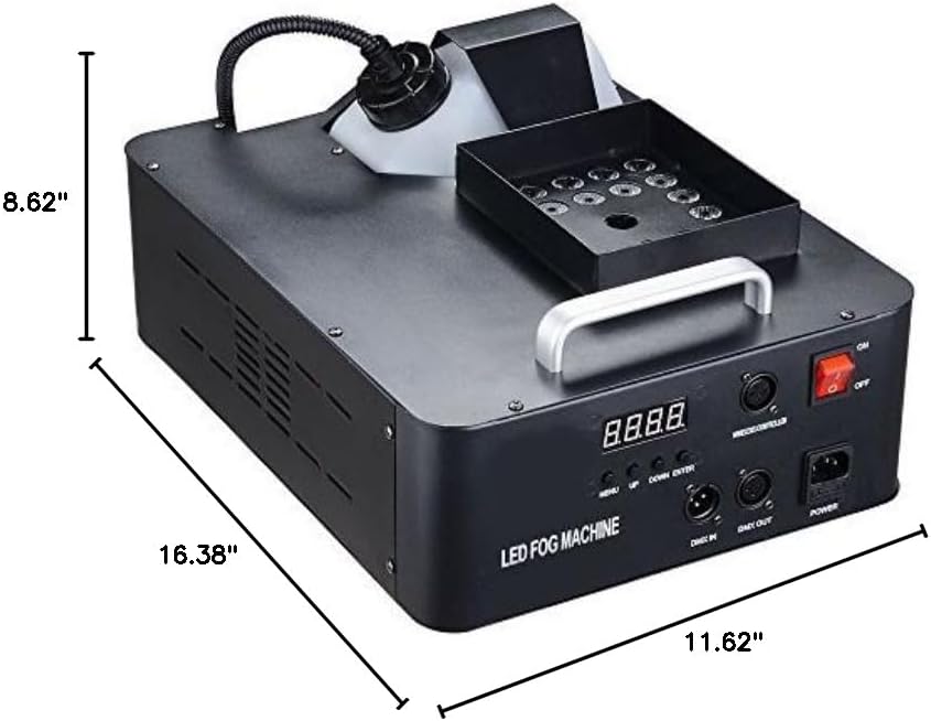 AW Vertical Smoke Fog Machine with Lights LED 1500W Outdoor Indoor Cold Spark Machine Hang Carry Floor Fogger DJ Equipment for Party Stage Show Weddings Disco