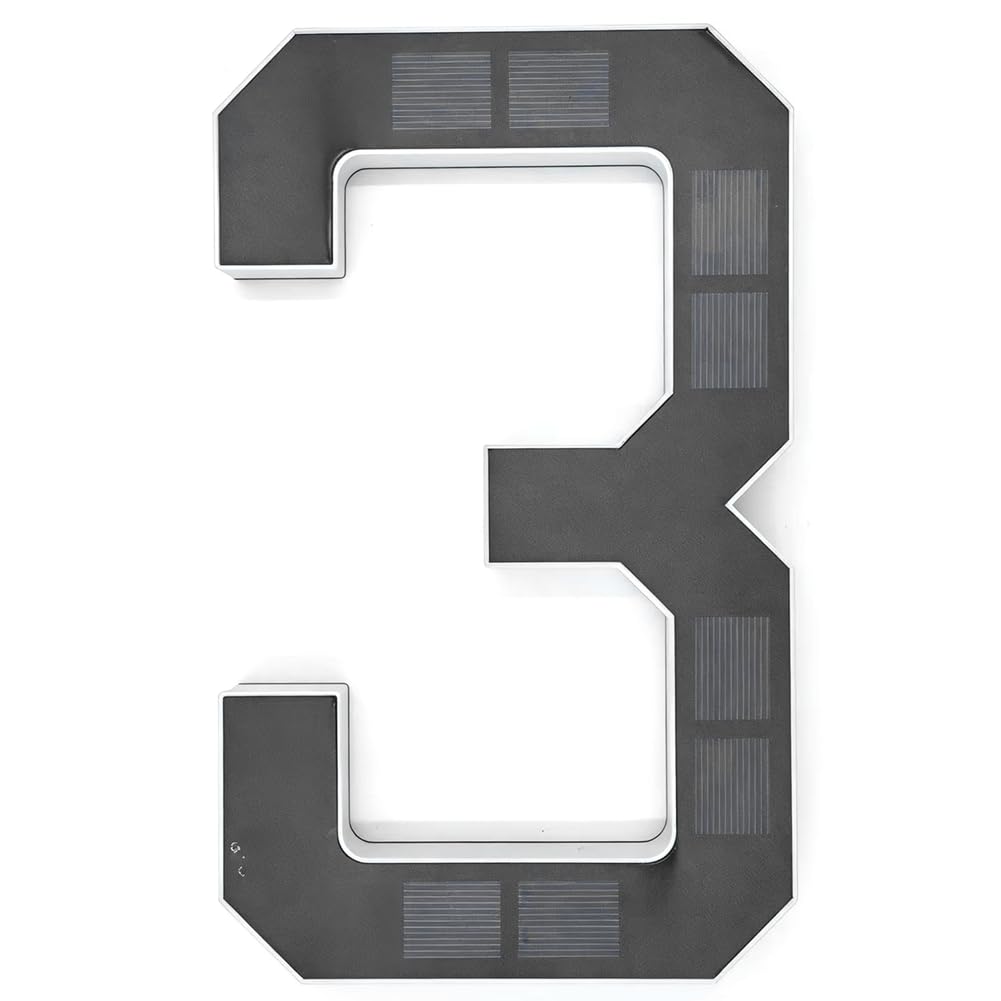 Aundhegrtt Beige Solar House Numbers For Outside, Led Illuminated Address Sign,Waterproof Outdoor For House, Yard, Fence 3