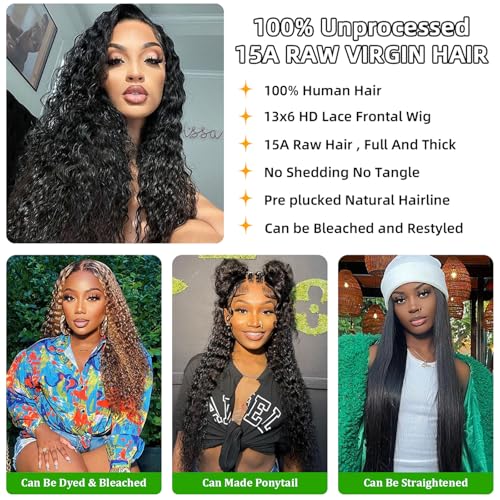 Newrose 30 Inch 13x6 Deep Wave Lace Front Wigs Human Hair 15A Raw 250 Density hd Deep Curly Human Hair Lace Frontal Wig for Women
