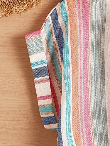 WDIRARA Girl's Striped Round Neck Short Sleeve Knot Hem Blouse Summer Casual Tops3