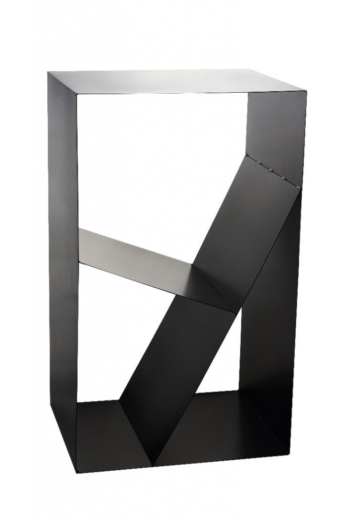 Magnus, Colonna Porta-Legna Cube per Camino, Acciaio, Nera, 45 x 30 x 80 cm, Legna da Ardere