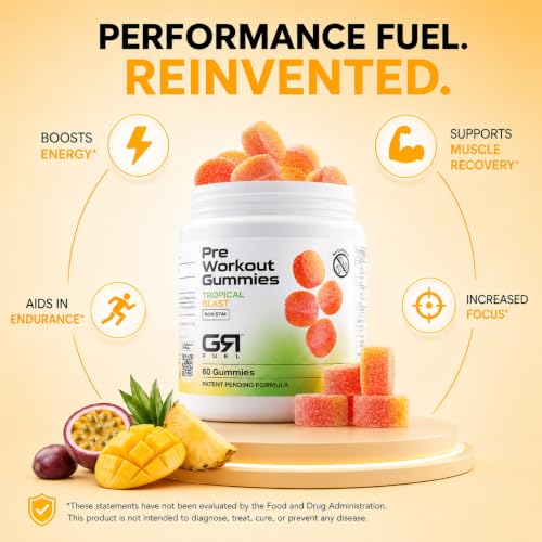 Image of Non-Stim Pre-Workout Gummies, Tropical Blast, 12 Packets (24 Serv)