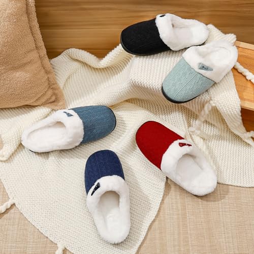 Fuzzy Knitted Slippers for Women Men, Soft Lightweight Anti-Skid Sole, Warm Comfy Bedroom House Indoor Outdoor Shoes4